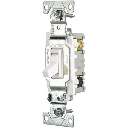 EATON WIRING DEVICES Toggle Switch, 15 A, 120277 V, 3 Position, Screw Terminal, White CSB315STW-SP